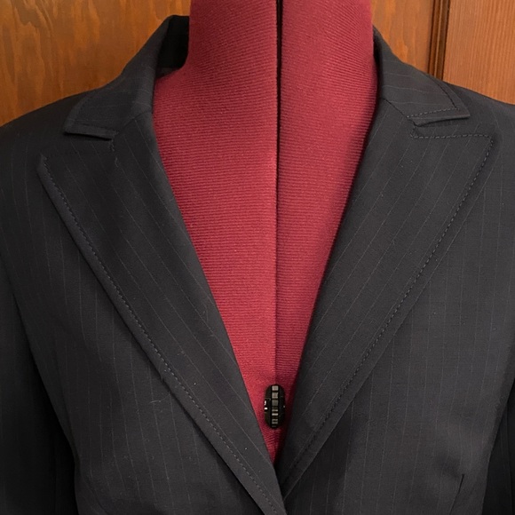 J. Crew Dark Navy Pinstripe Women's Blazer with Button Detail - Picture 3 of 7